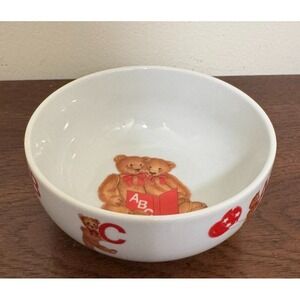Vintage Curzon Porcelain Childrens Bowl Teddy Bear ABC Alphabet Nursery Ceramic